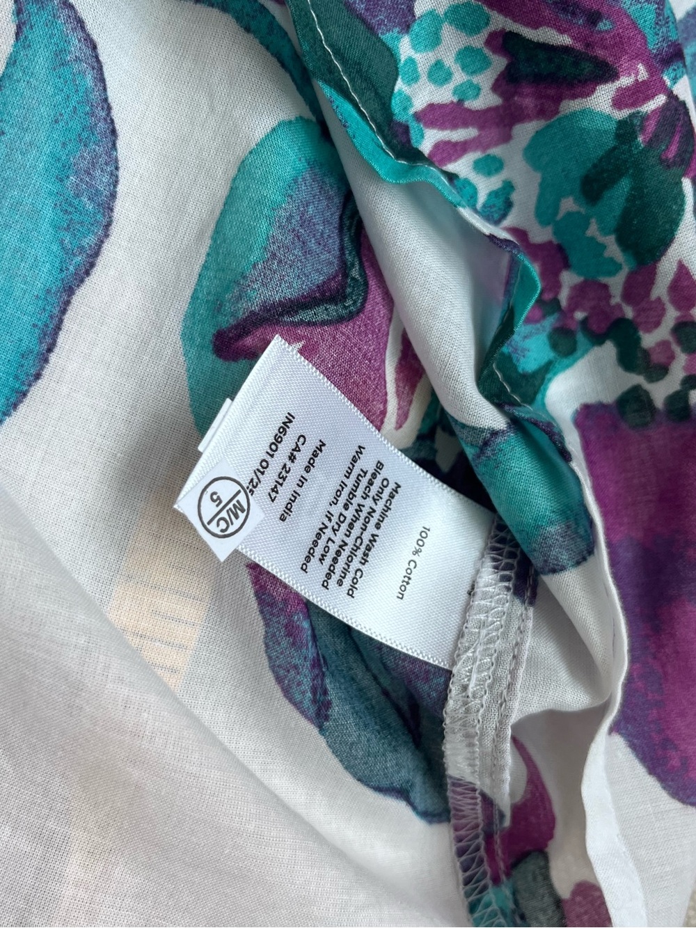 NWT Talbots sleeveless ruffle floral top-white with teal and purple floral print - Picture 10 of 10